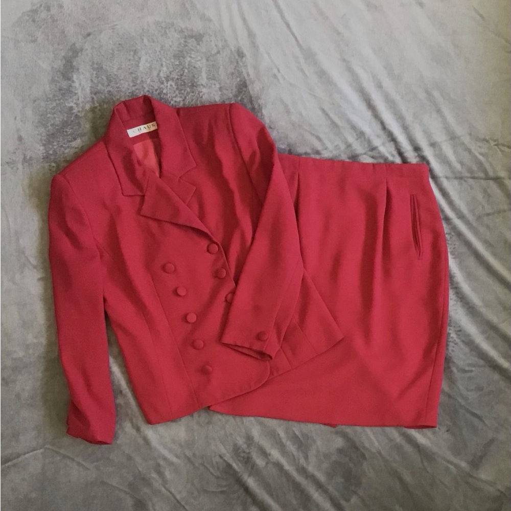Chaus Raspberry Red Pencil Skirt set
